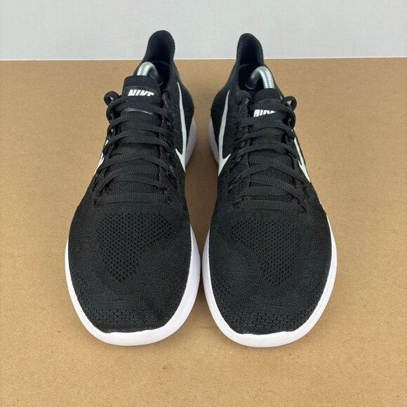 Nike Free RN Flyknit 2017 Athletic Running Shoes Womens 9 Black White Low Top - Picture 2 of 10